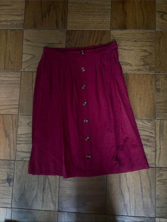 HALARA Dresses & Skirts - HALARA Button-Front Midi Skirt in Deep Red